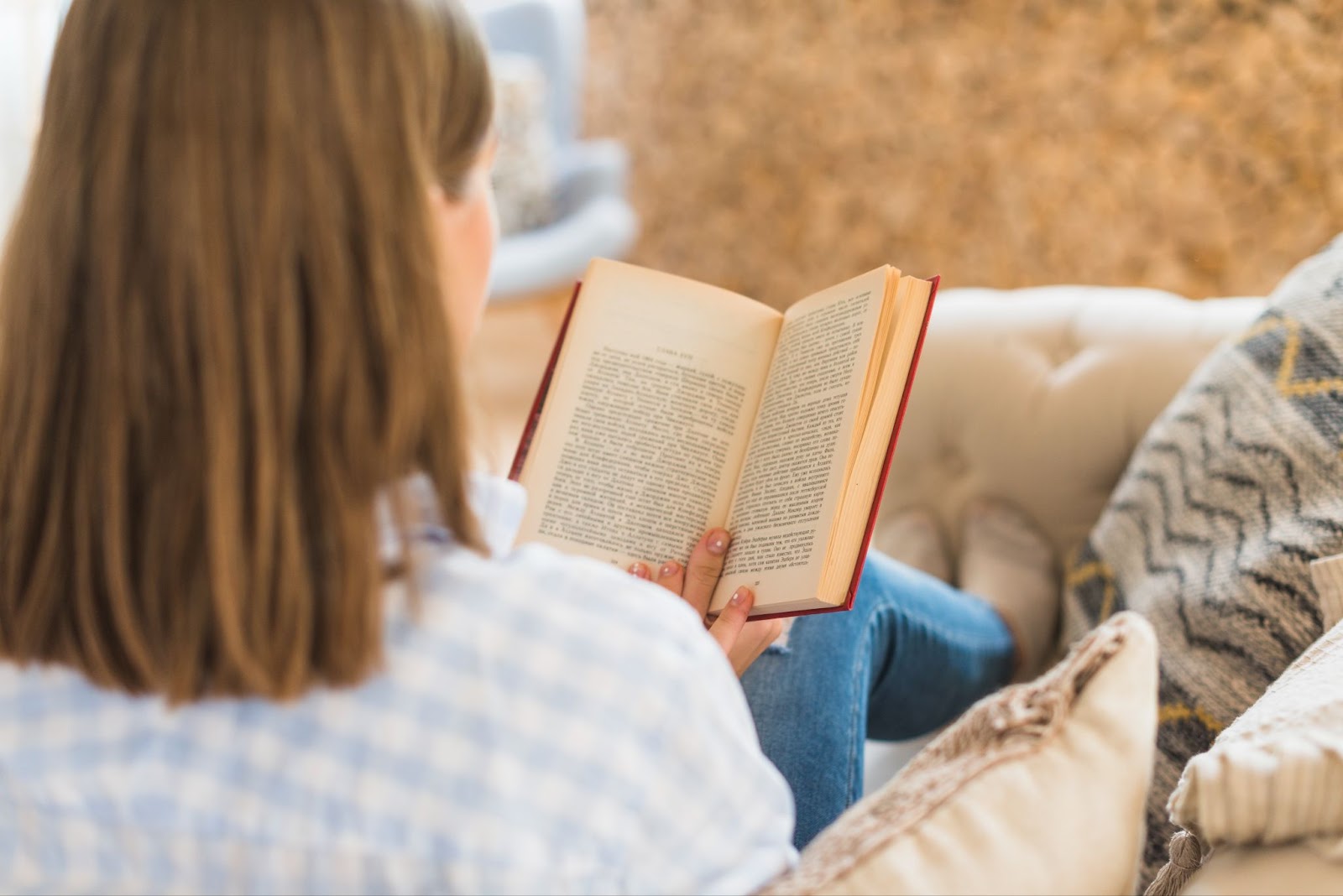 A woman reading a book